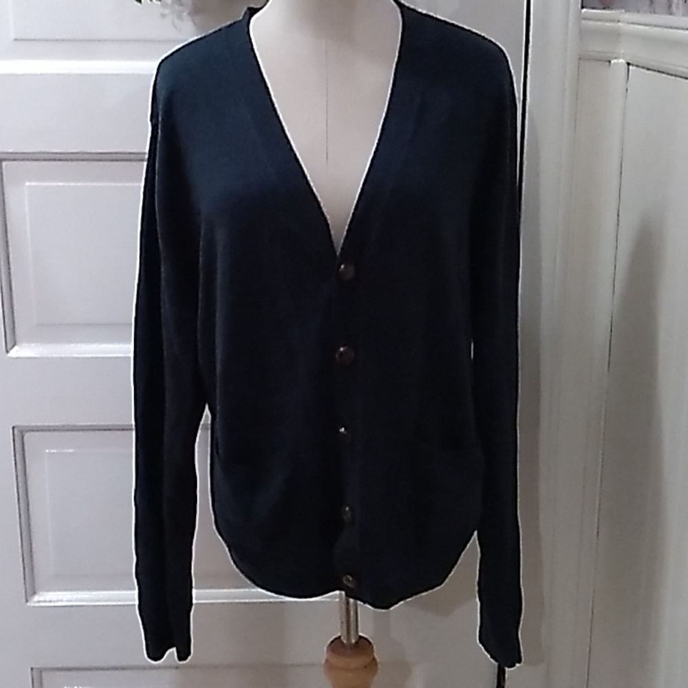 Vintage Saddlebred grandpa cardigan sweater Large blue